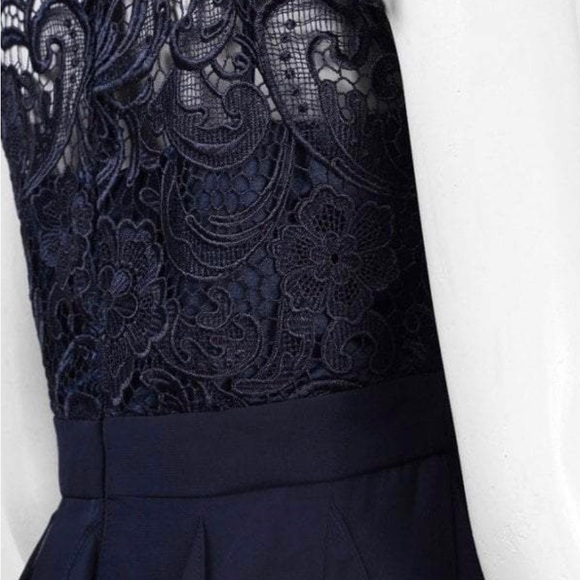 Evening Gown. Wedding party gown. Navy blue, detailed at waist. Size 8. - Picture 9 of 12